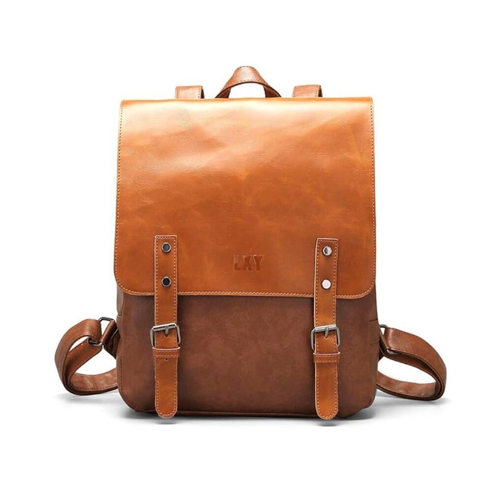 Brown Vegan Faux Leather Backpack